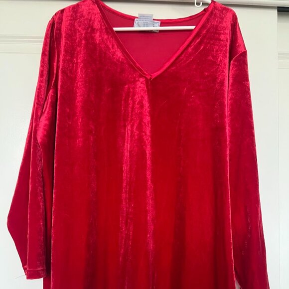 Woman Within Red Velvet Pullover Christmas Holiday Top Blouse Size 2X - Picture 6 of 12